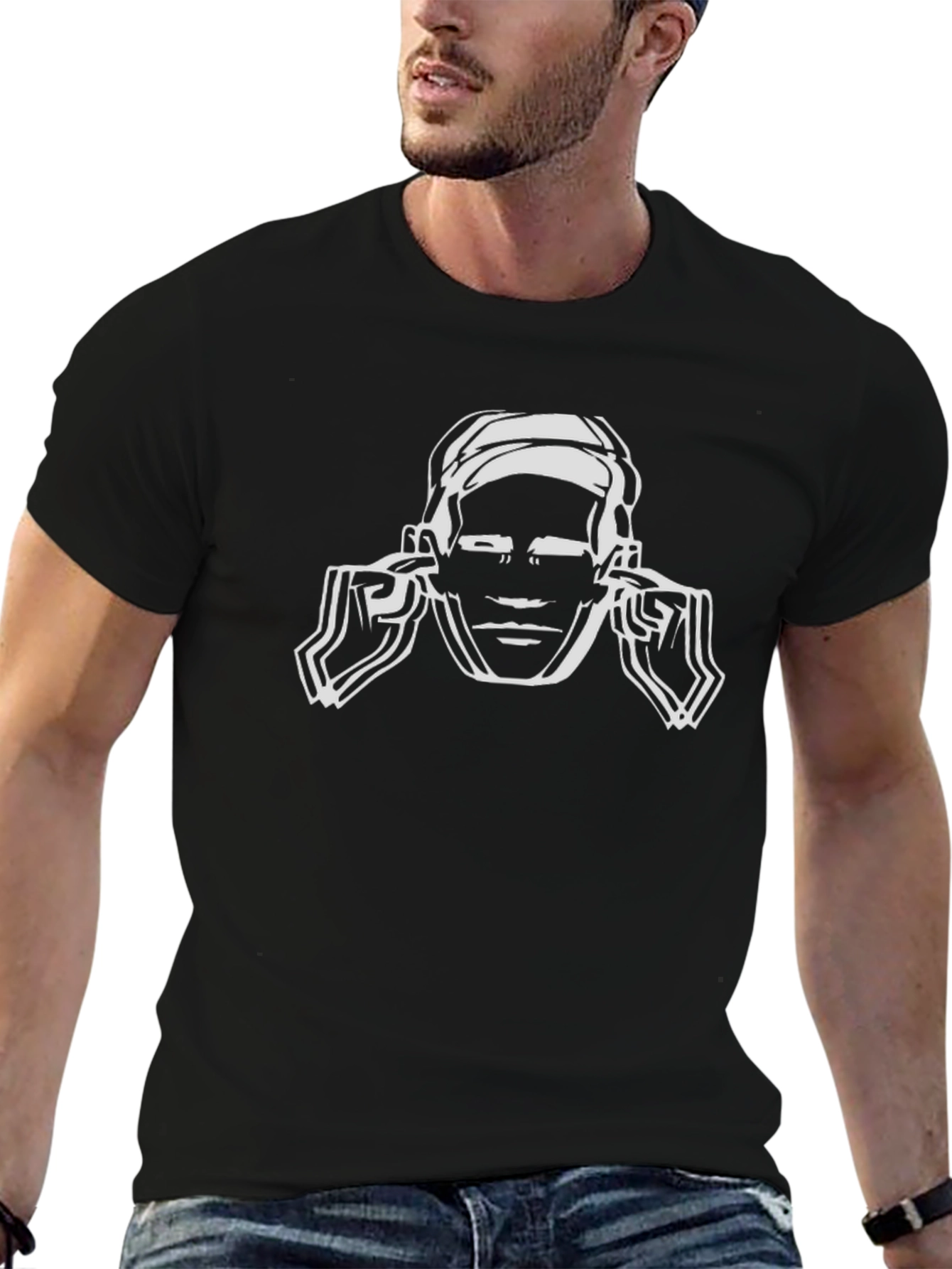 Hear No Evil Graphic Tee - Black Cotton Shirt