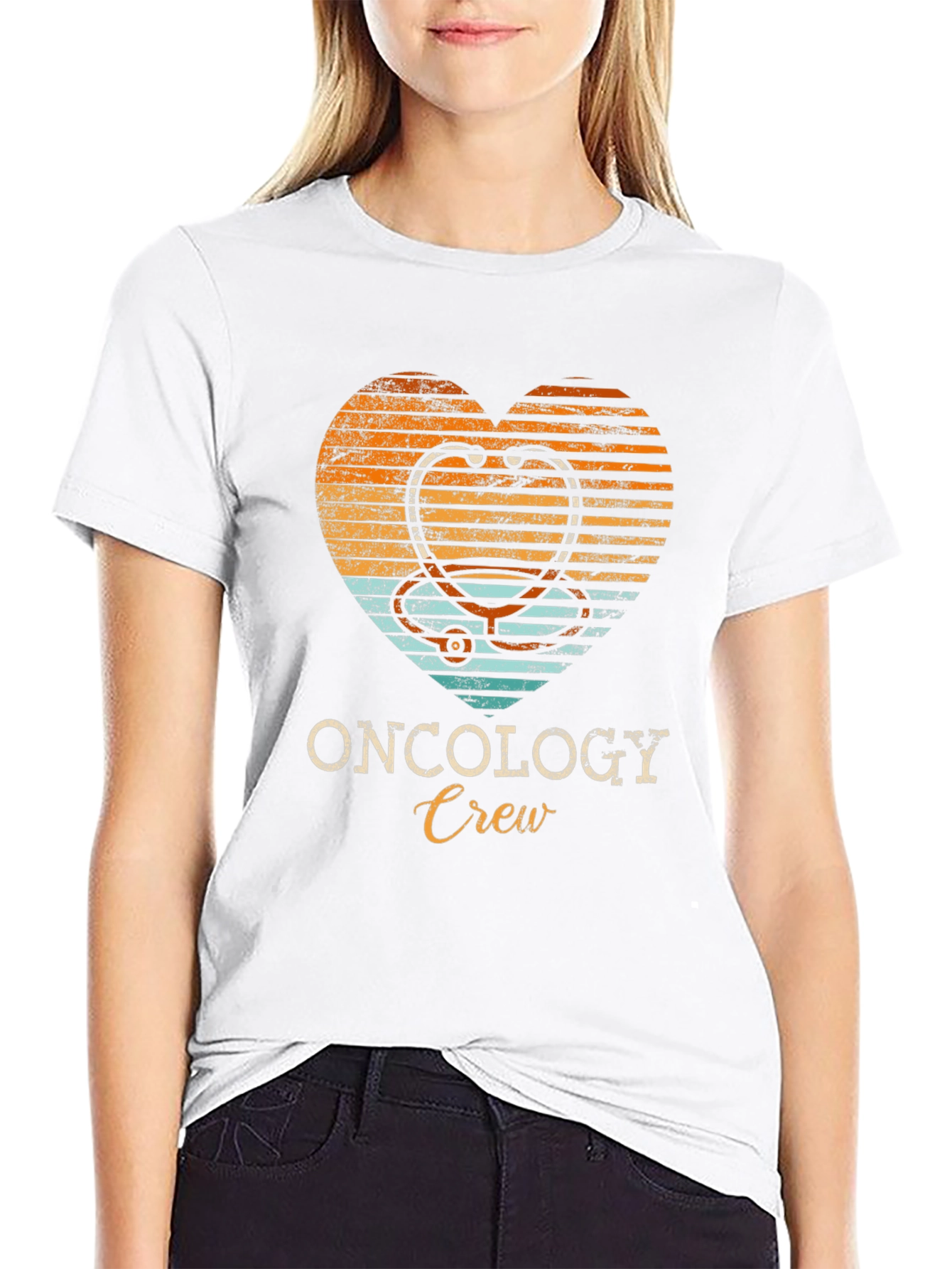 Oncology Crew Heart Stethoscope Graphic Tee