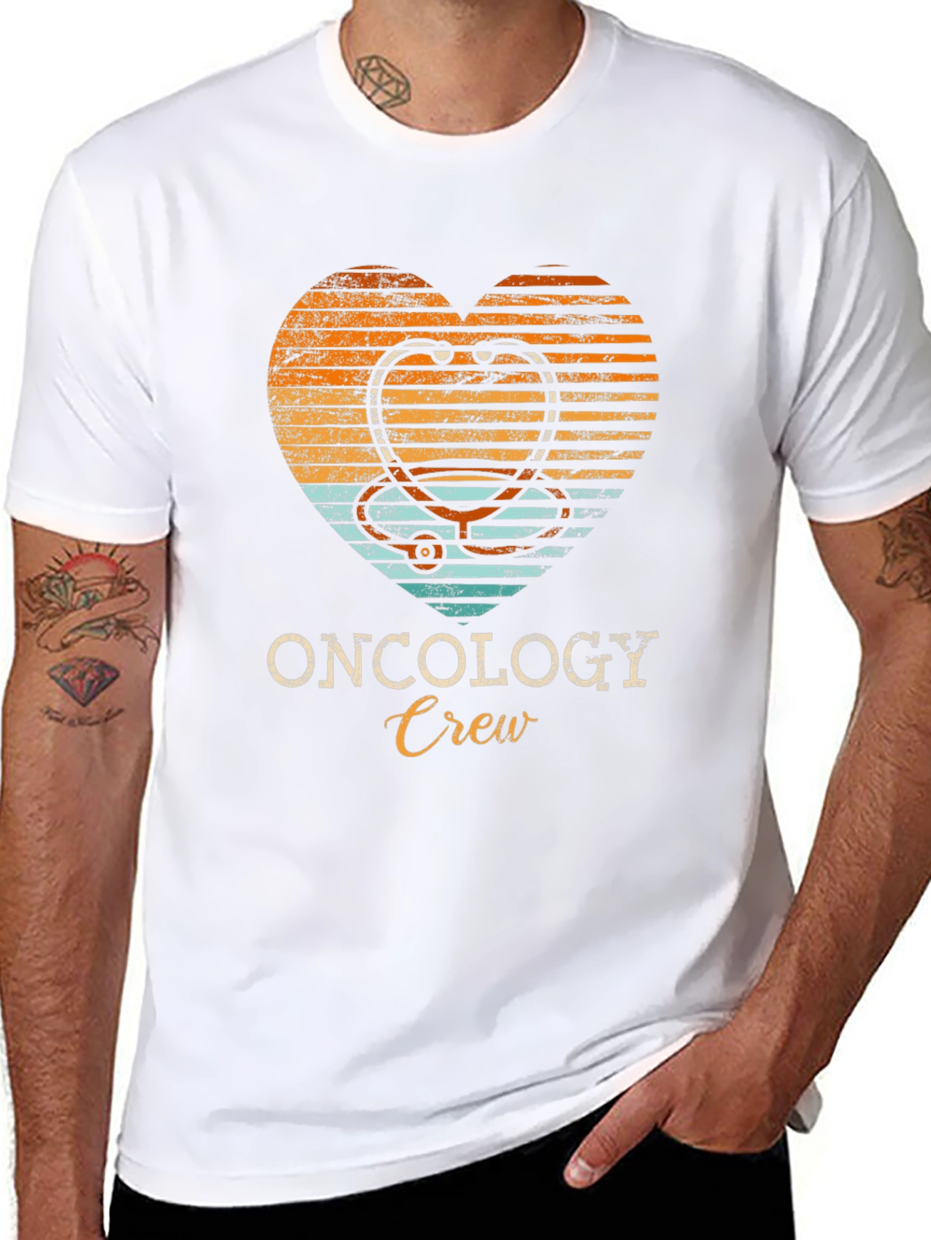 Oncology Crew Heart Stethoscope Graphic Tee