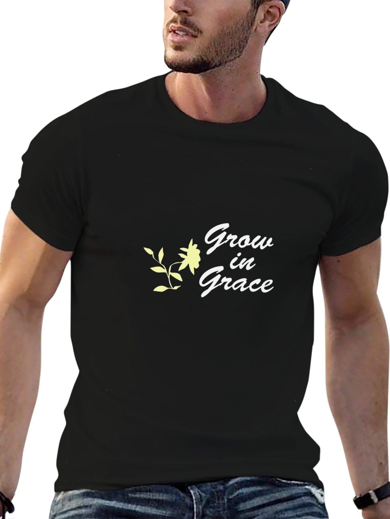 Grow in Grace Black Graphic T-Shirt