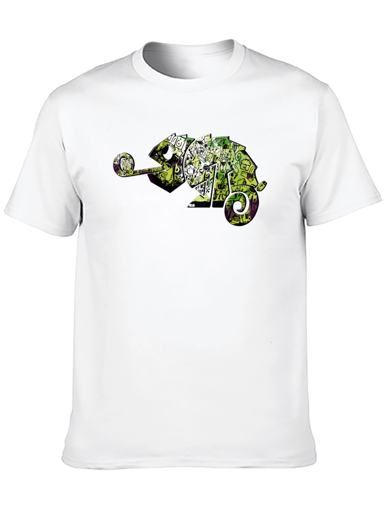 Cool Chameleon Graphic Tee - Black Casual T-Shirt