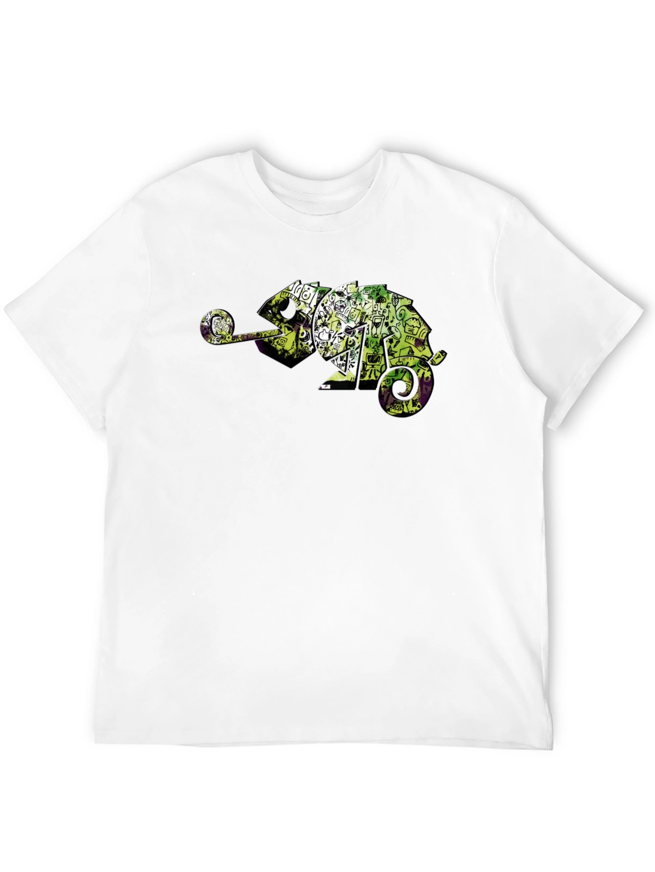 Cool Chameleon Graphic Tee - Black Casual T-Shirt