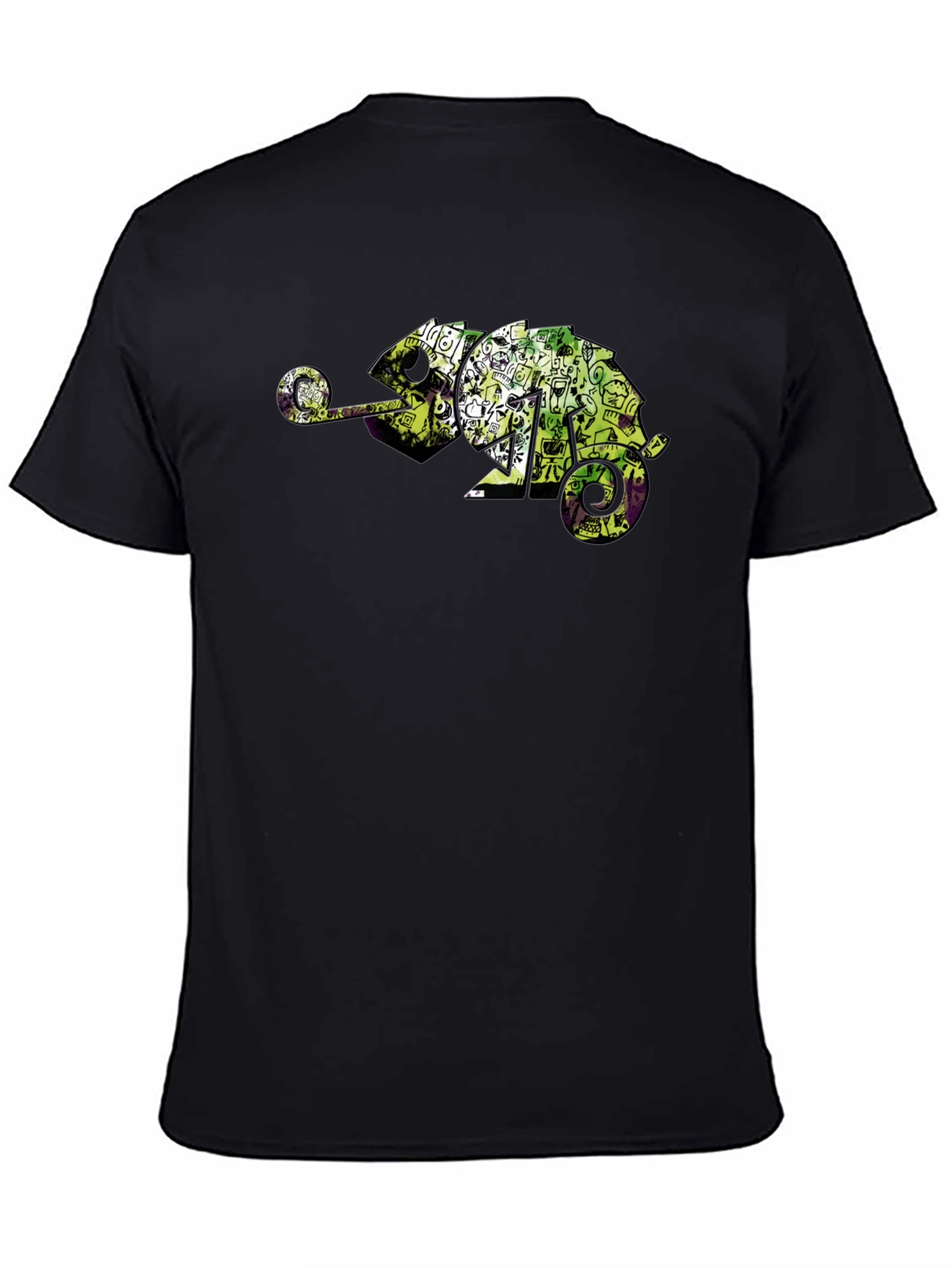 Cool Chameleon Graphic Tee - Black Casual T-Shirt