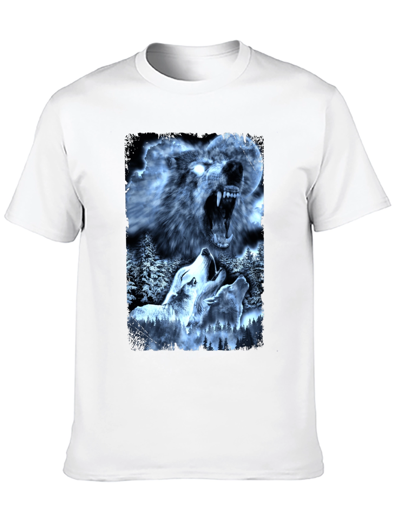 Wolf Pack Graphic Tee - Black Cotton T-Shirt