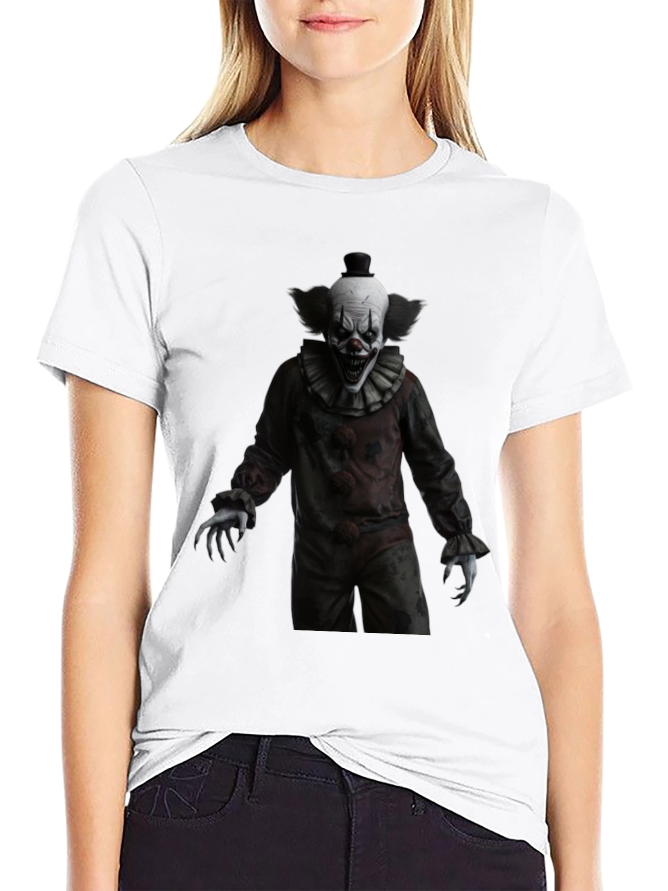 Creepy Clown Graphic Tee - Horror Style