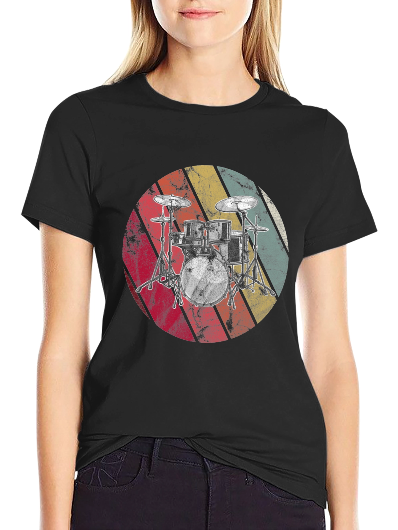 Retro Drum Set T-Shirt - Music Lover Tee