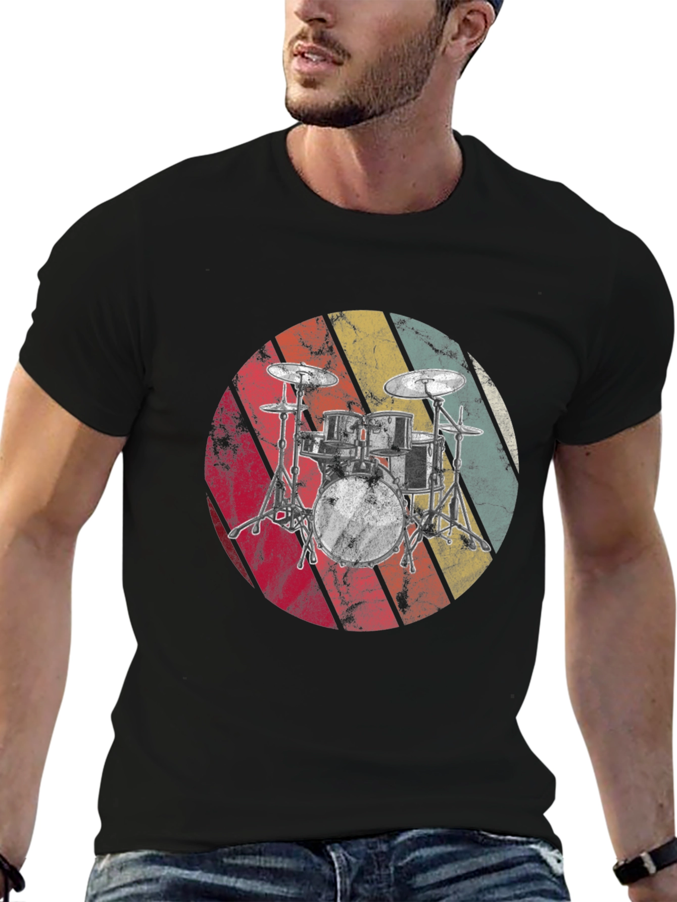 Retro Drum Set T-Shirt - Music Lover Tee