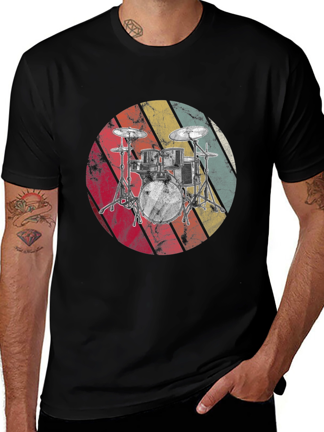 Retro Drum Set T-Shirt - Music Lover Tee
