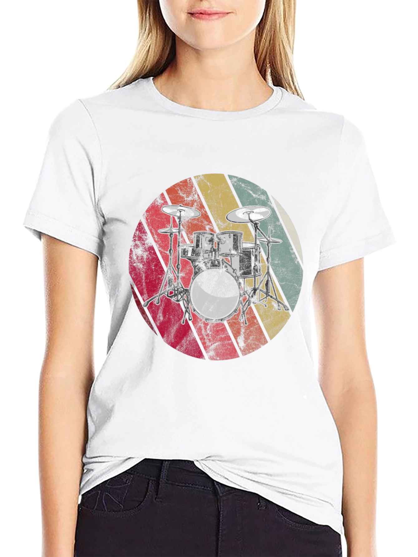Retro Drum Set T-Shirt - Music Lover Tee