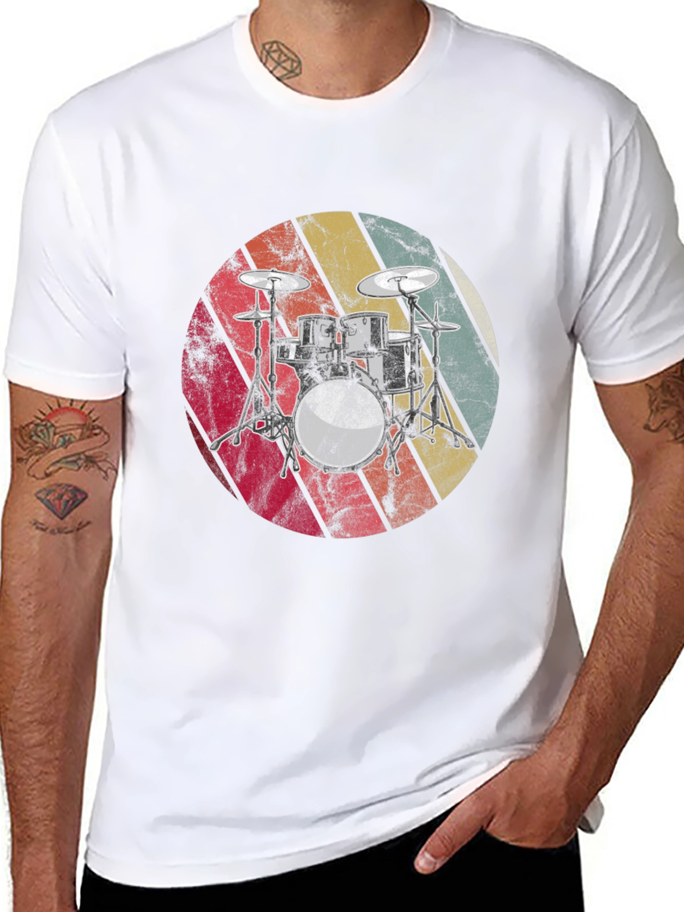 Retro Drum Set T-Shirt - Music Lover Tee