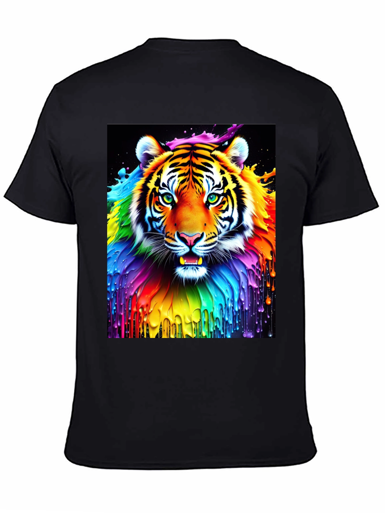 Rainbow Tiger Graphic Tee - Vivid Animal Print Shirt