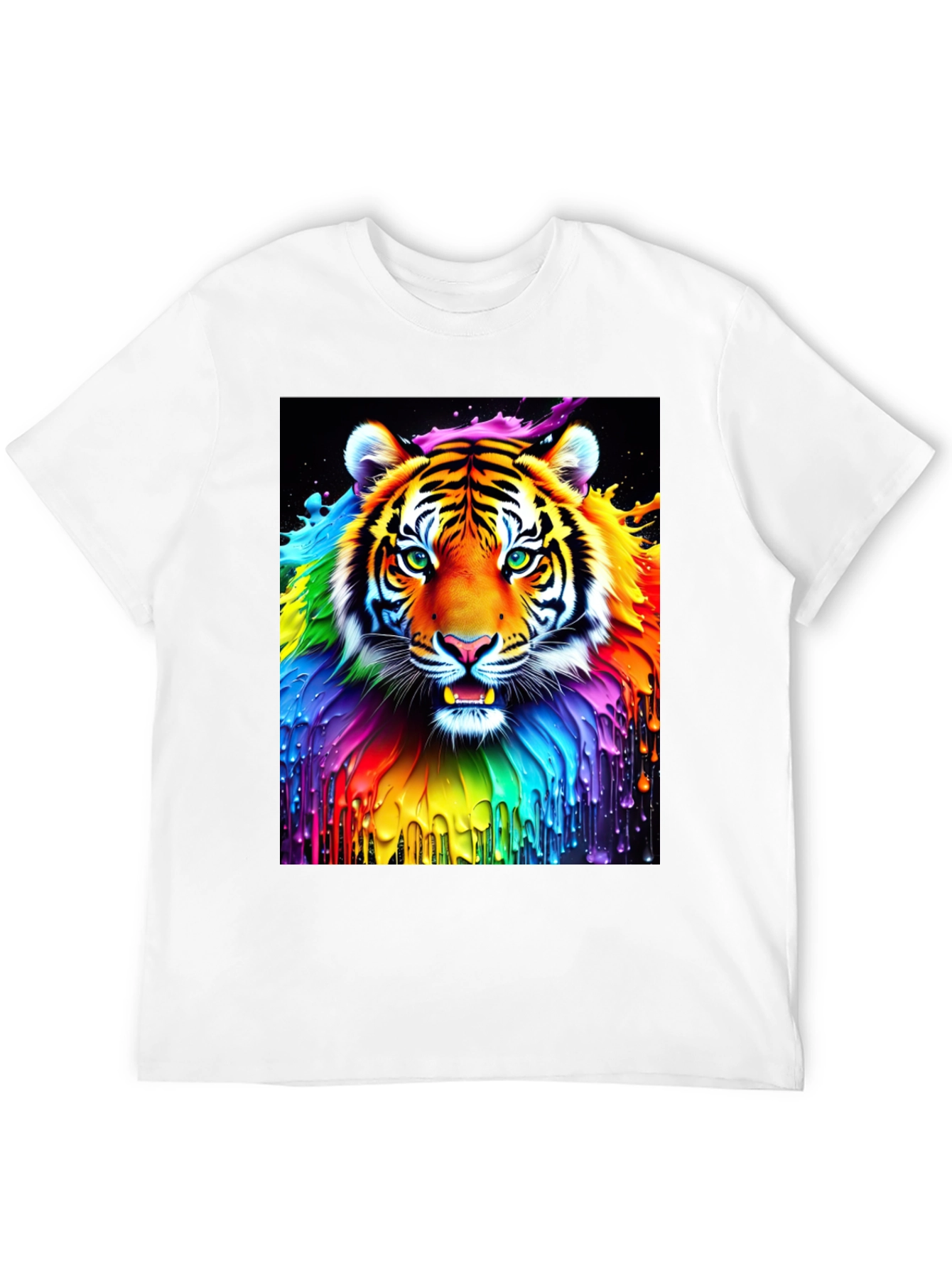 Rainbow Tiger Graphic Tee - Vivid Animal Print Shirt