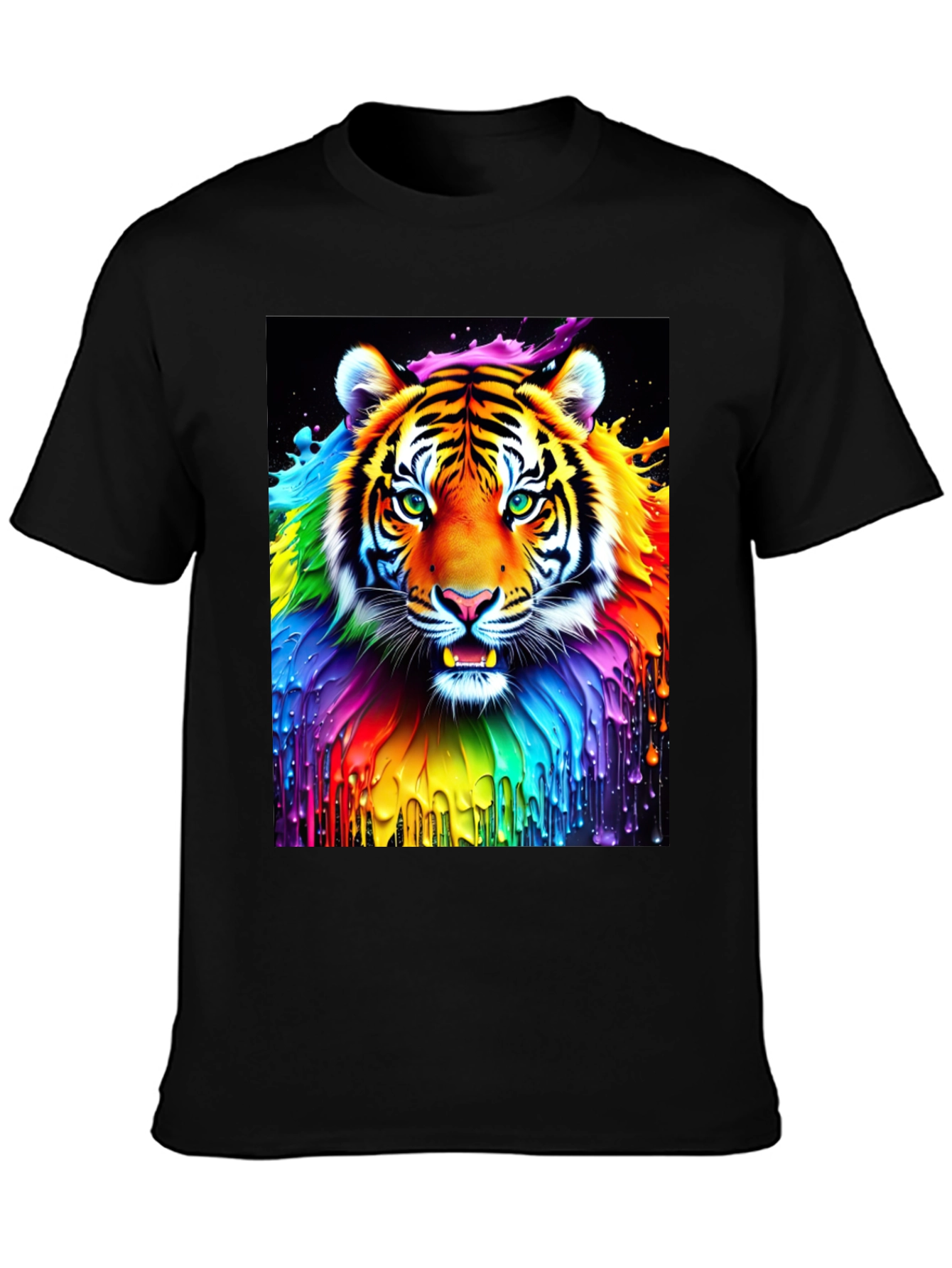 Rainbow Tiger Graphic Tee - Vivid Animal Print Shirt