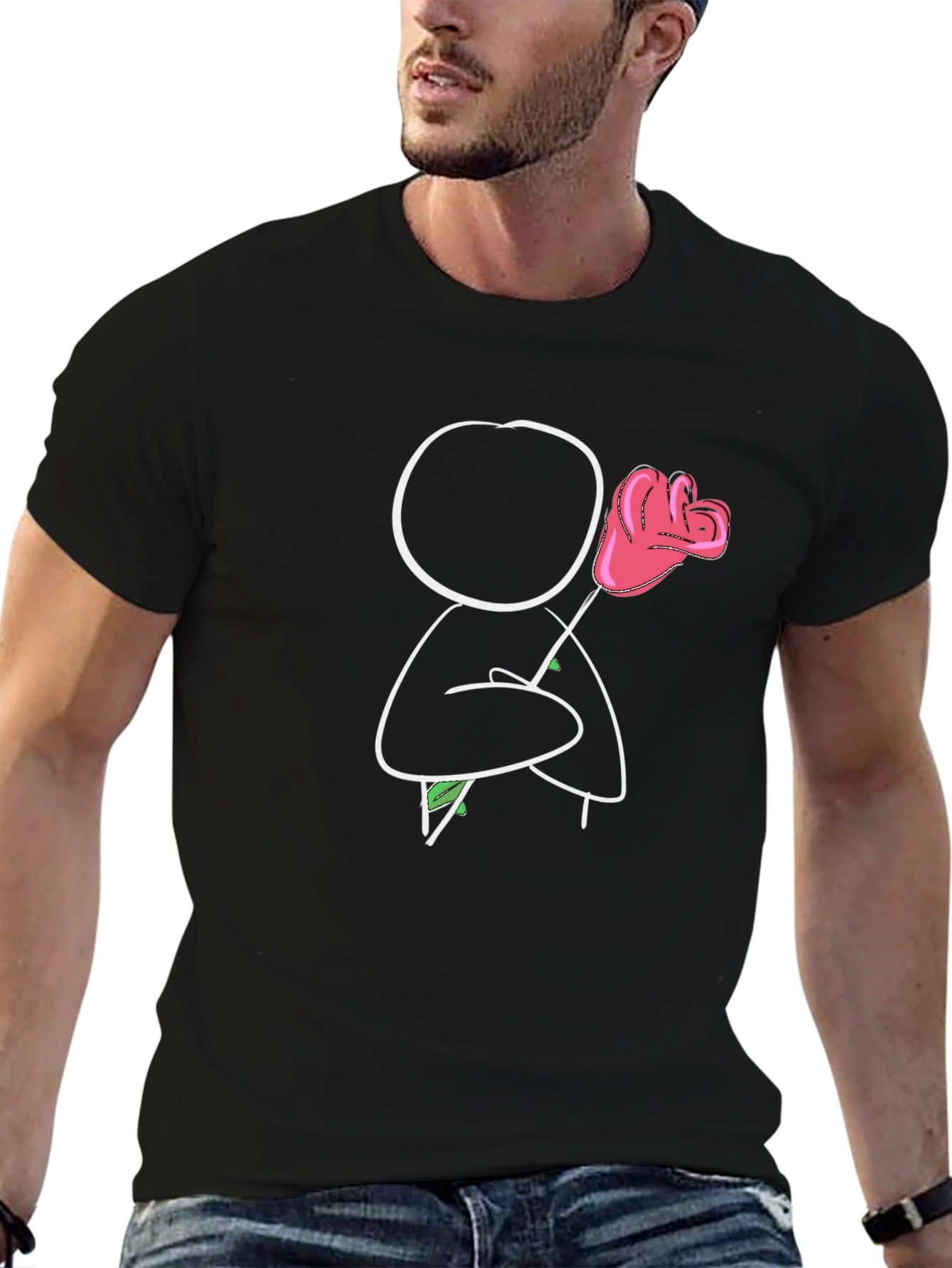 Romantic Stick Figure T-Shirt - Black