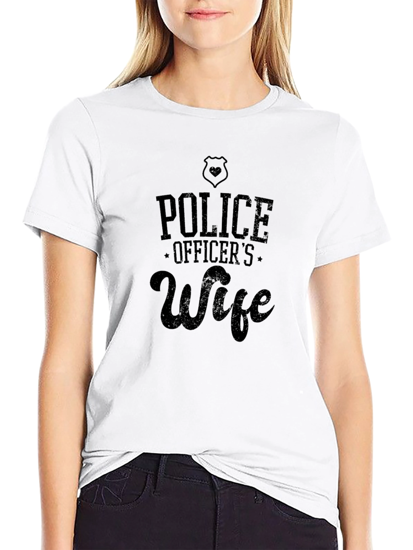 Police Officers Wife Graphic Tee - Black