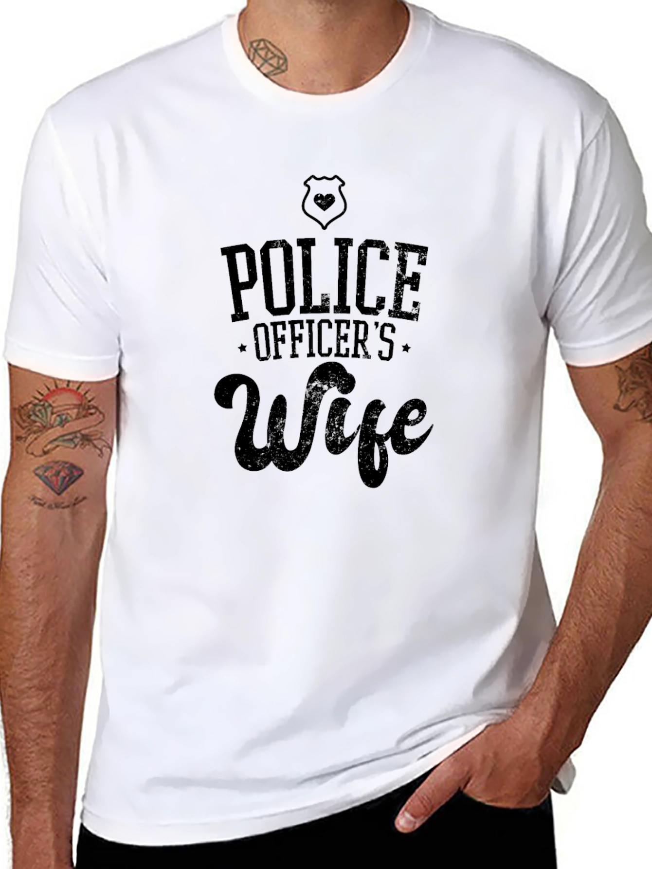 Police Officers Wife Graphic Tee - Black