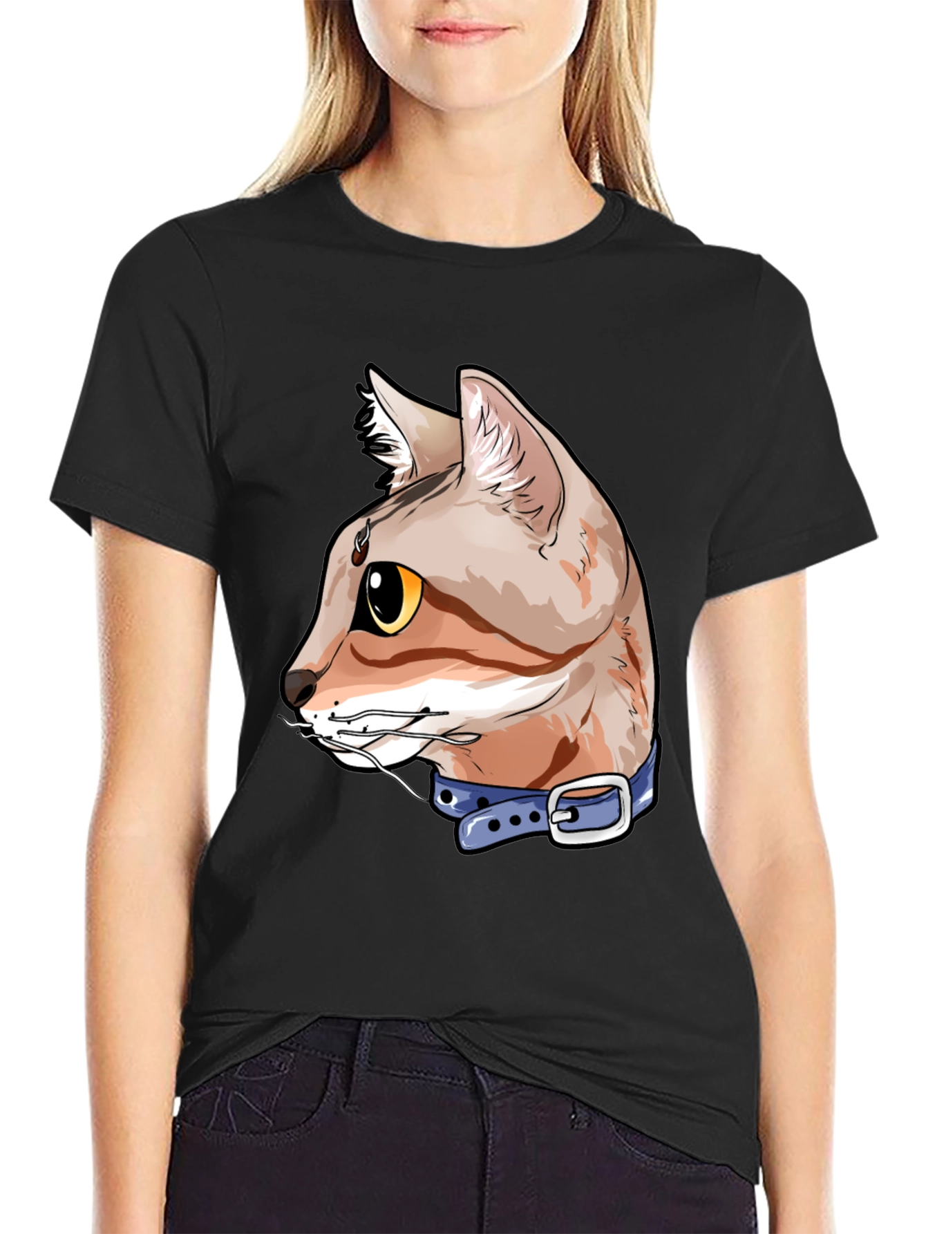 Cool Cat T-Shirt - Black Cotton Tee