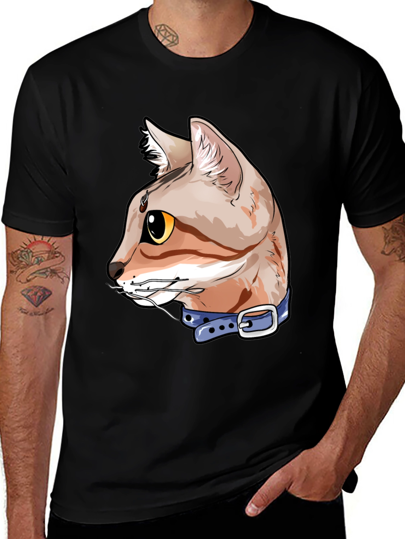 Cool Cat T-Shirt - Black Cotton Tee