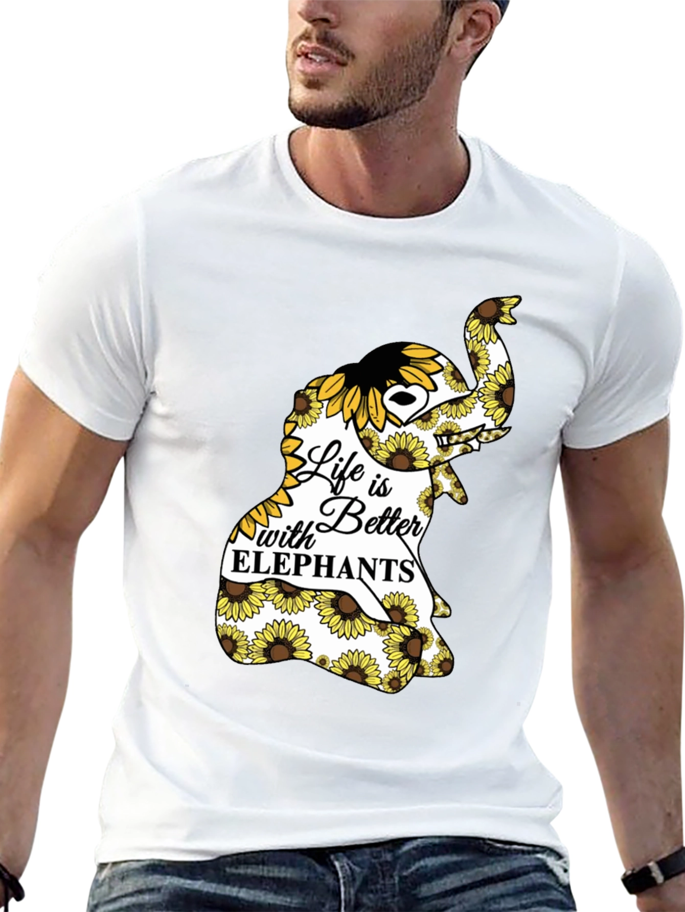 Elephant Sunflower Graphic Tee