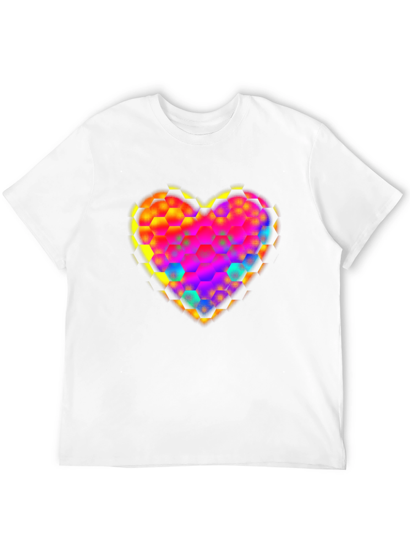 Honeycomb Heart Graphic Tee - Modern Geometric Design