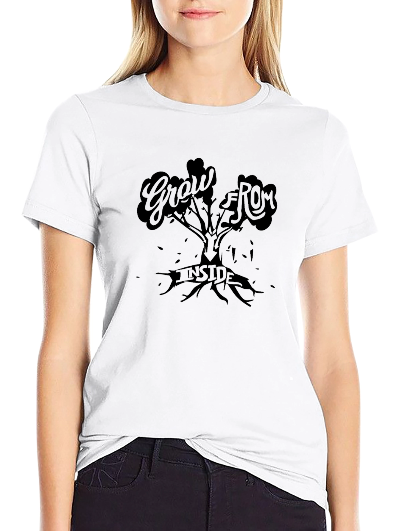 Grow From Inside Tree Graphic Tee - Black
