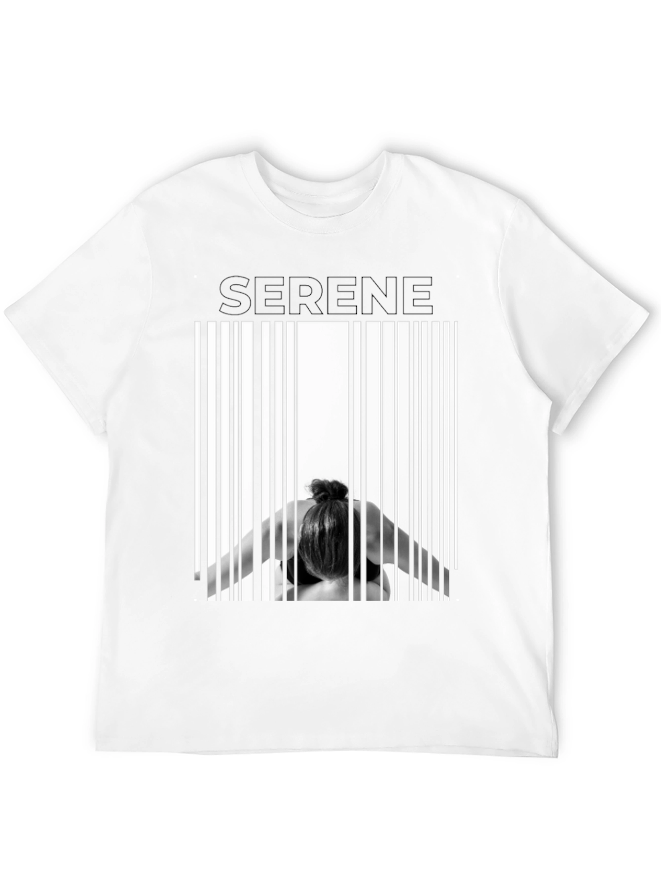Serene Pose Barcode T-Shirt - Modern Graphic Tee