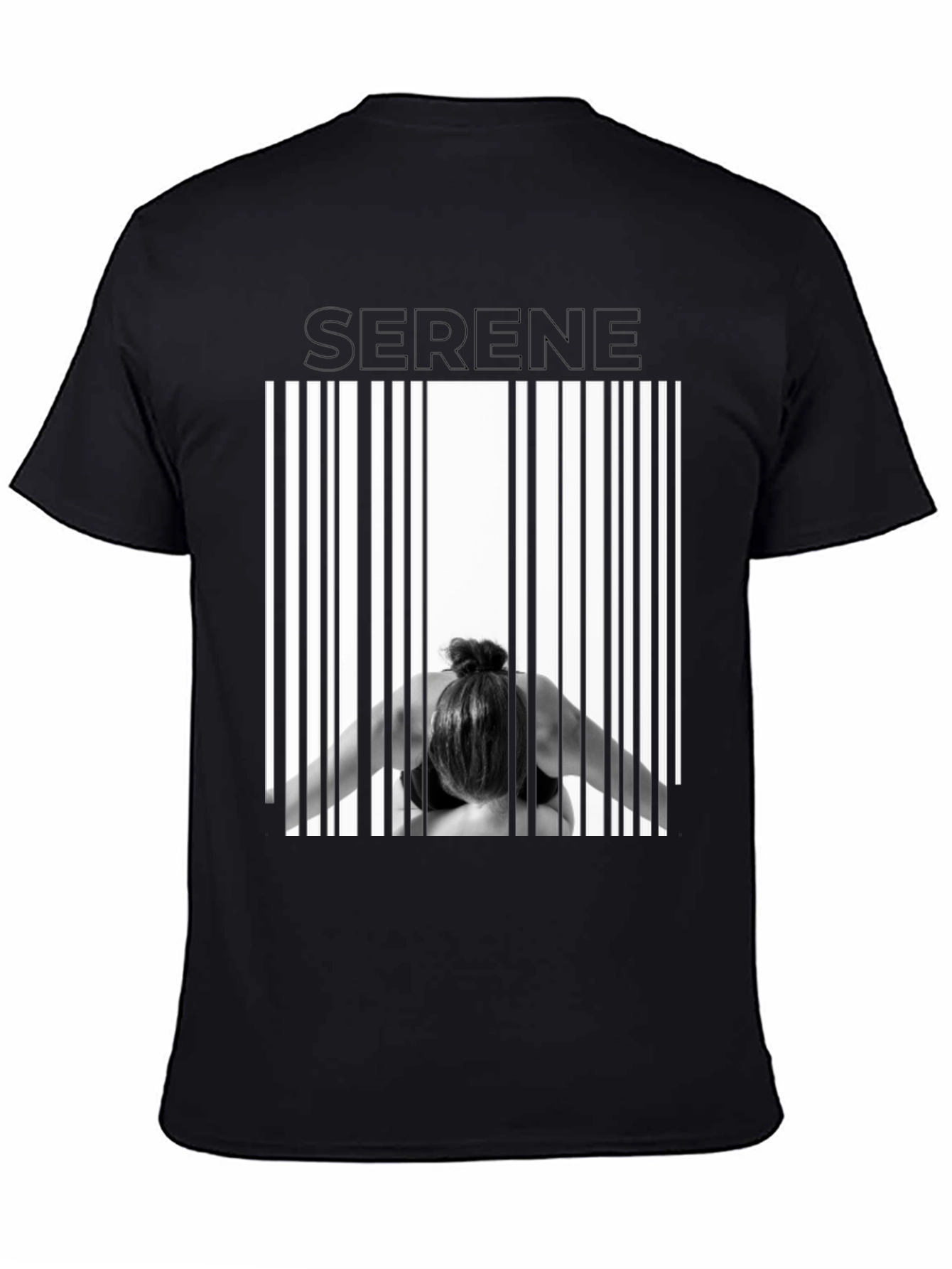 Serene Pose Barcode T-Shirt - Modern Graphic Tee
