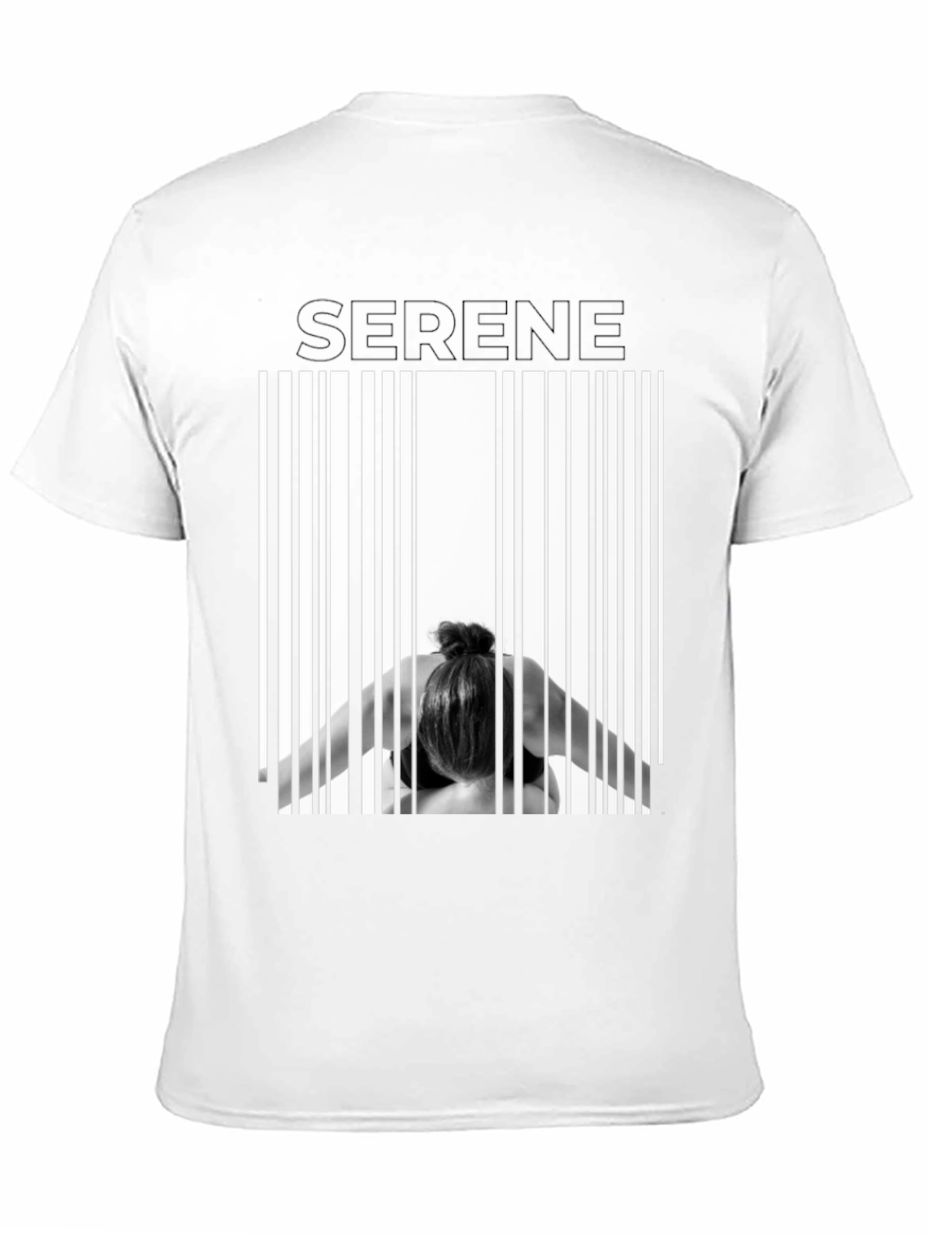 Serene Pose Barcode T-Shirt - Modern Graphic Tee