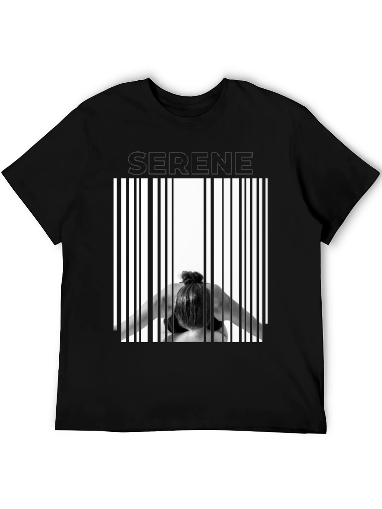 Serene Pose Barcode T-Shirt - Modern Graphic Tee