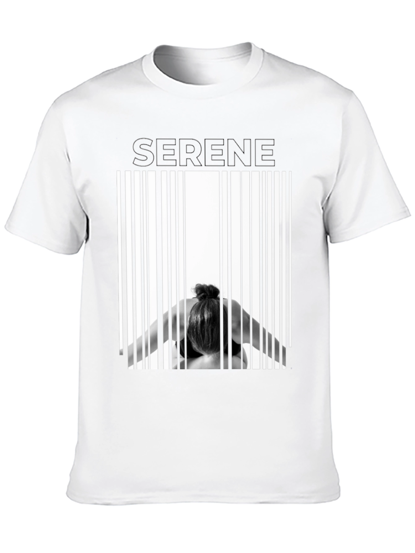 Serene Pose Barcode T-Shirt - Modern Graphic Tee