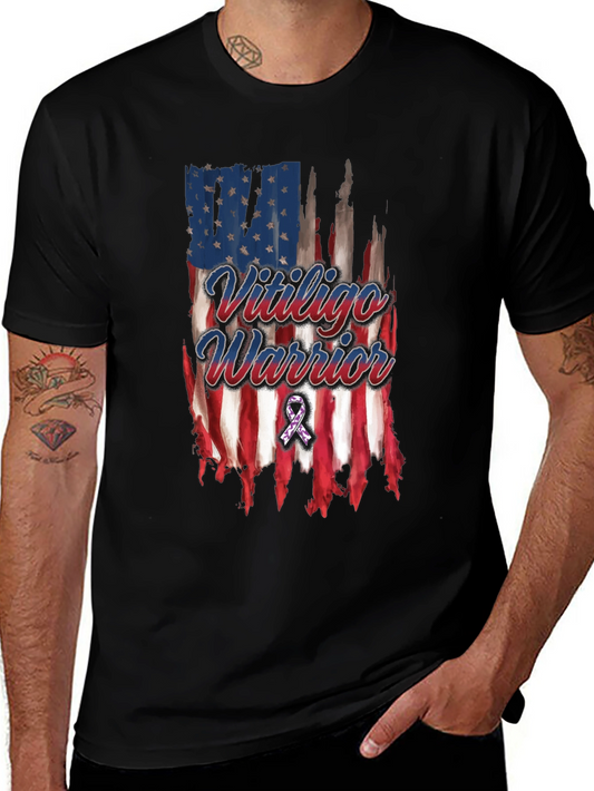 Vitiligo Warrior American Flag T-Shirt