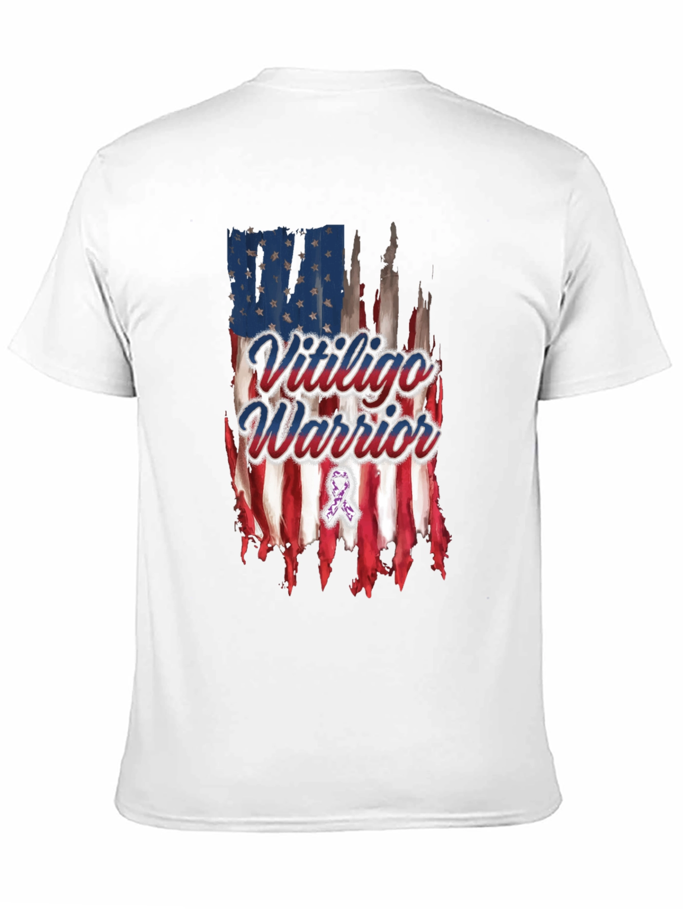 Vitiligo Warrior American Flag T-Shirt
