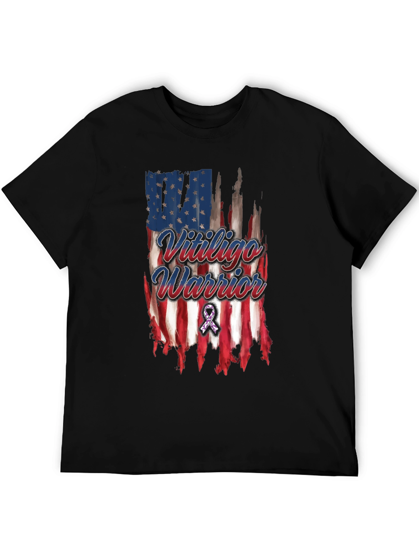 Vitiligo Warrior American Flag T-Shirt
