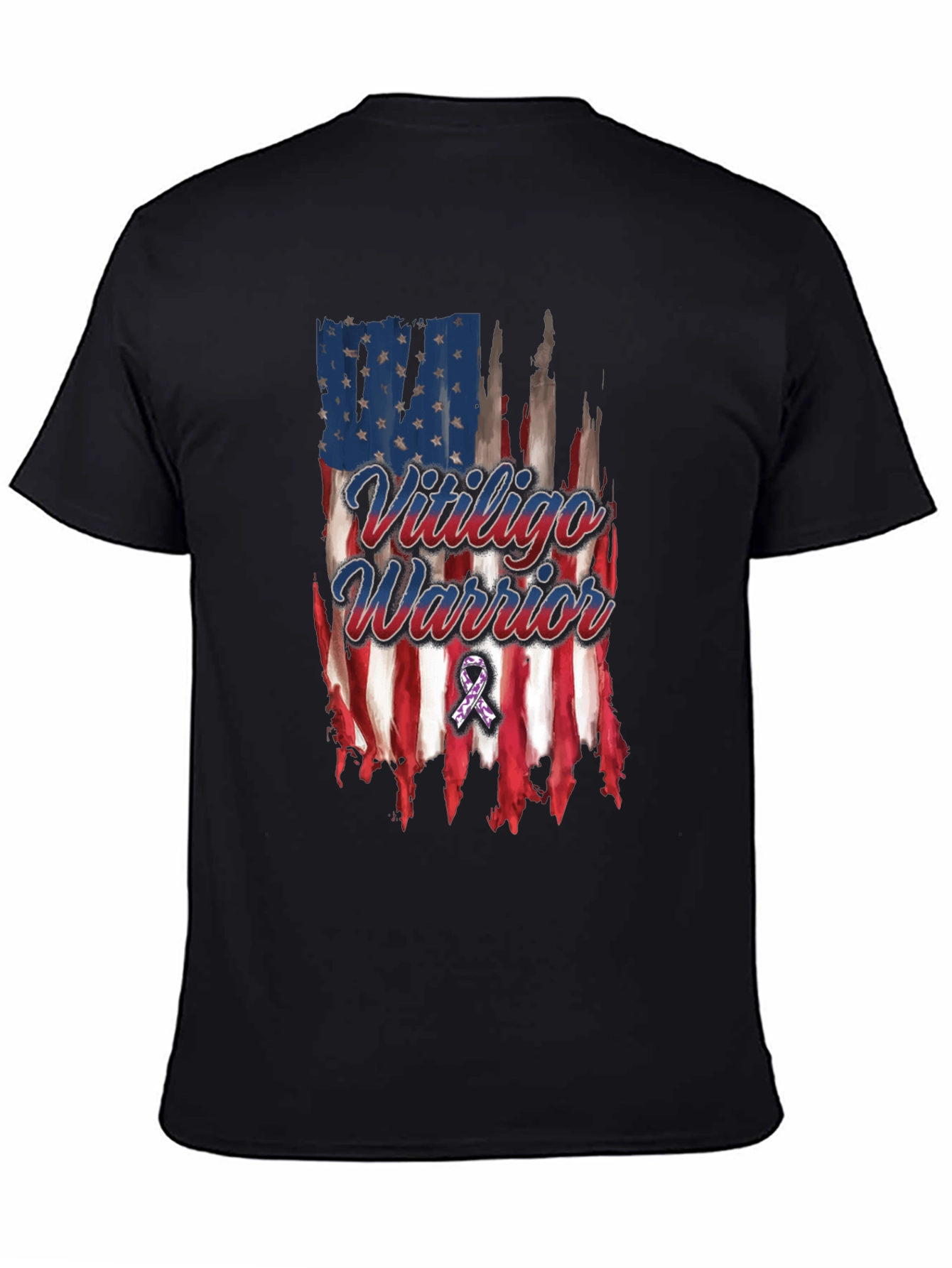 Vitiligo Warrior American Flag T-Shirt