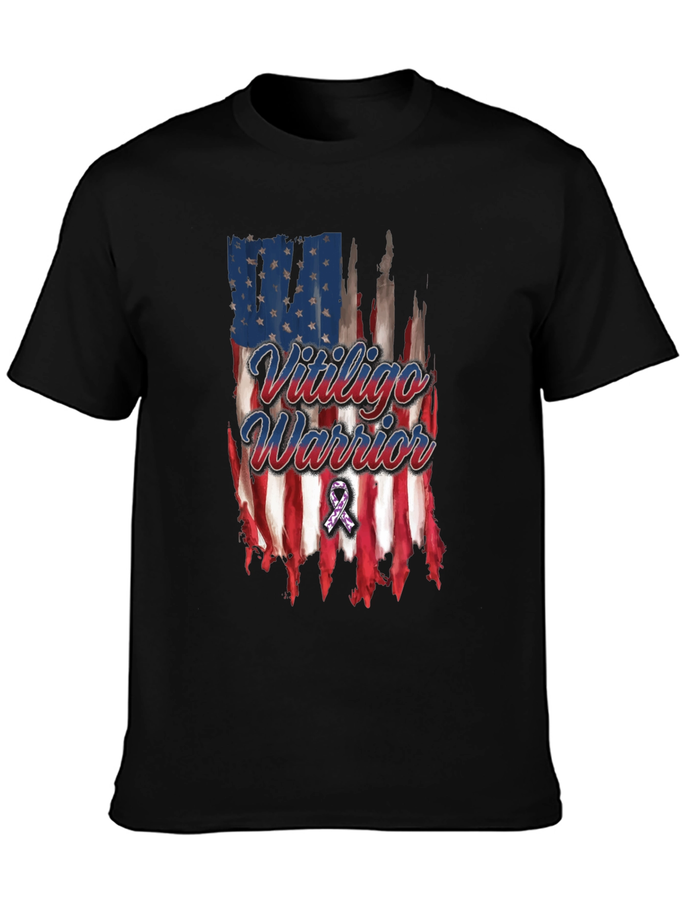 Vitiligo Warrior American Flag T-Shirt