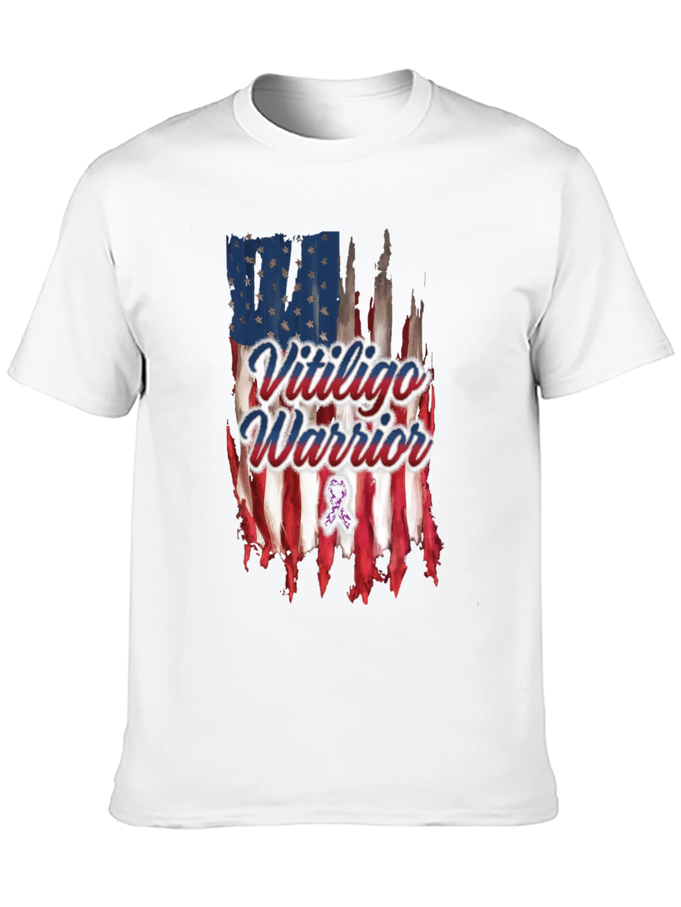Vitiligo Warrior American Flag T-Shirt