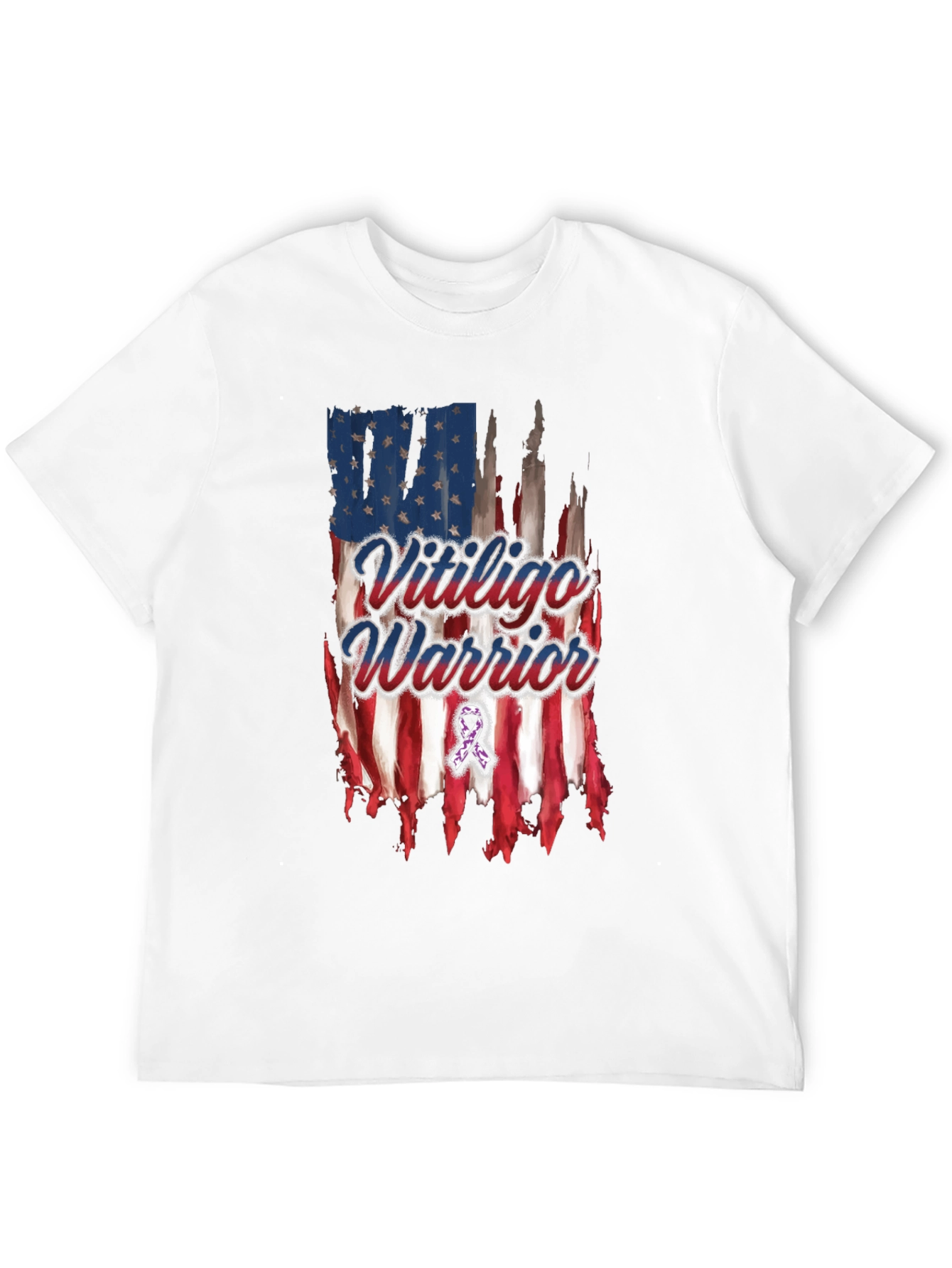 Vitiligo Warrior American Flag T-Shirt