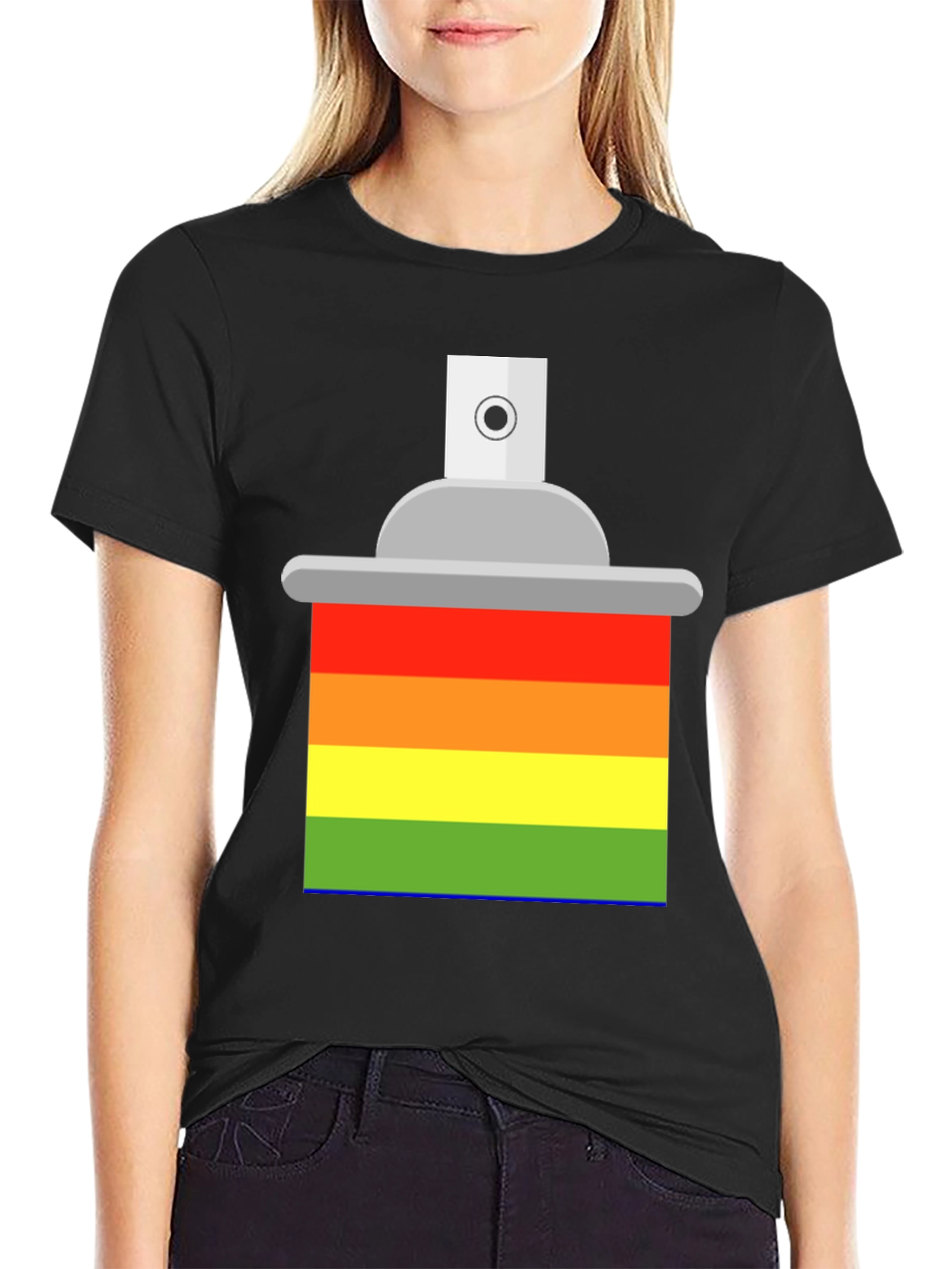 Rainbow Spray Paint Graphic Tee - Artistic Statement