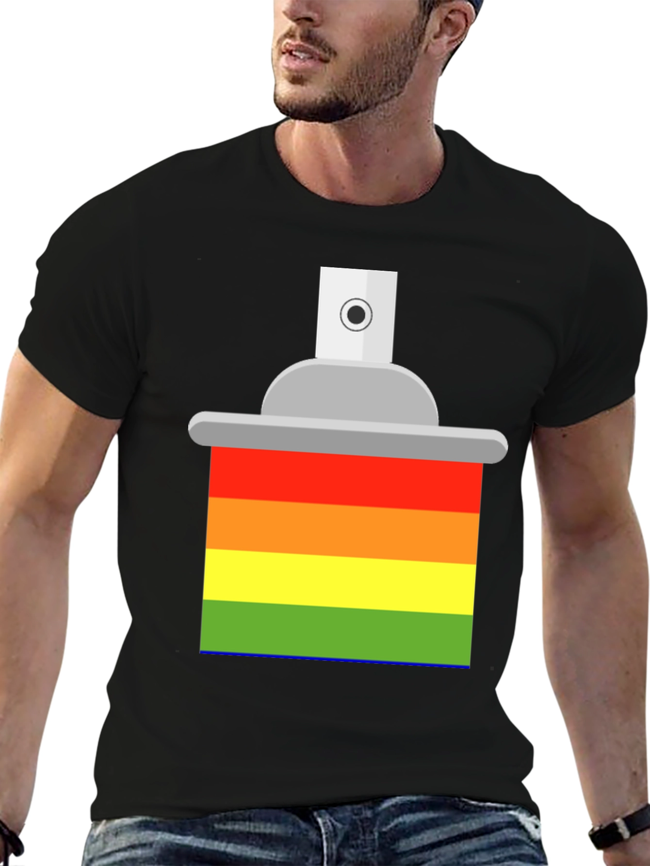 Rainbow Spray Paint Graphic Tee - Artistic Statement