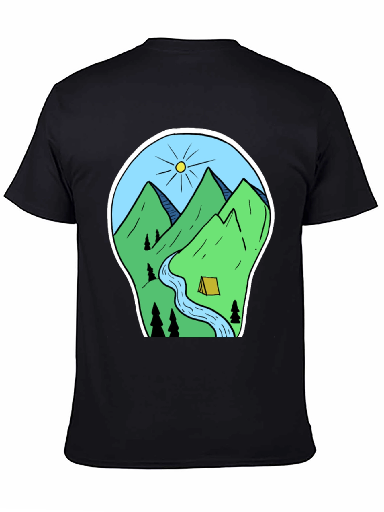 Mountain Camping Graphic Tee - Black