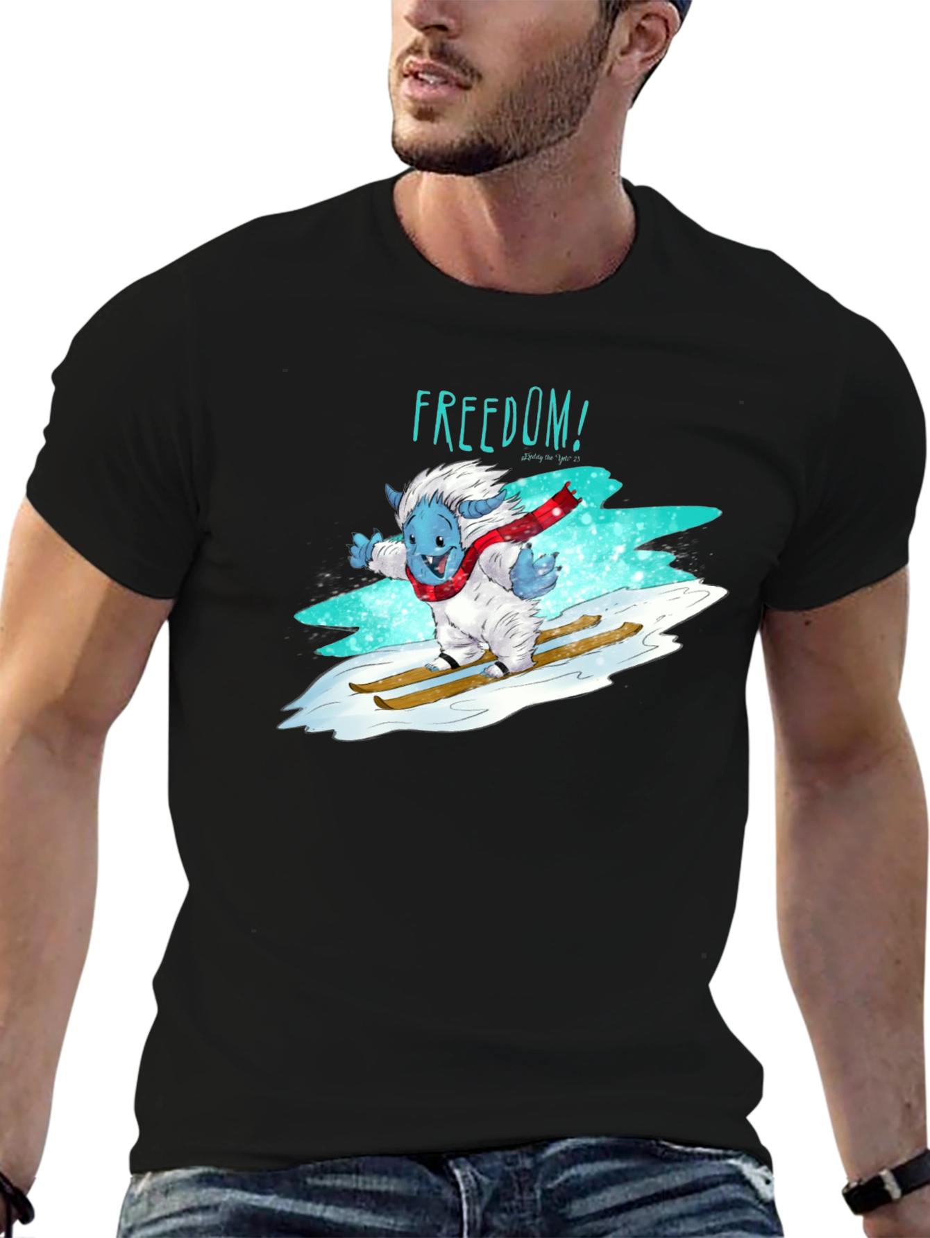 Freedom Skiing Yeti Graphic T-Shirt - Black