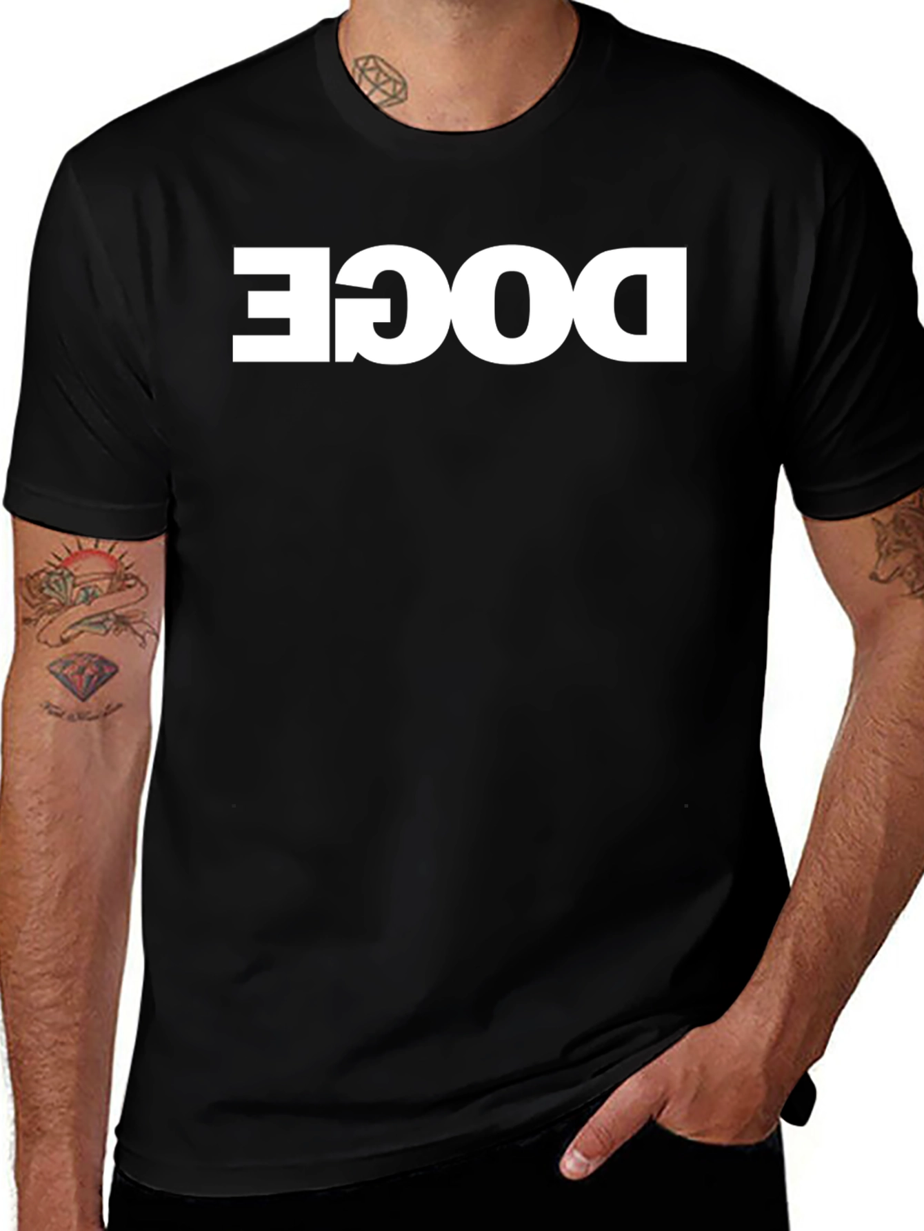 Doge Meme Reversible Print Black T-Shirt