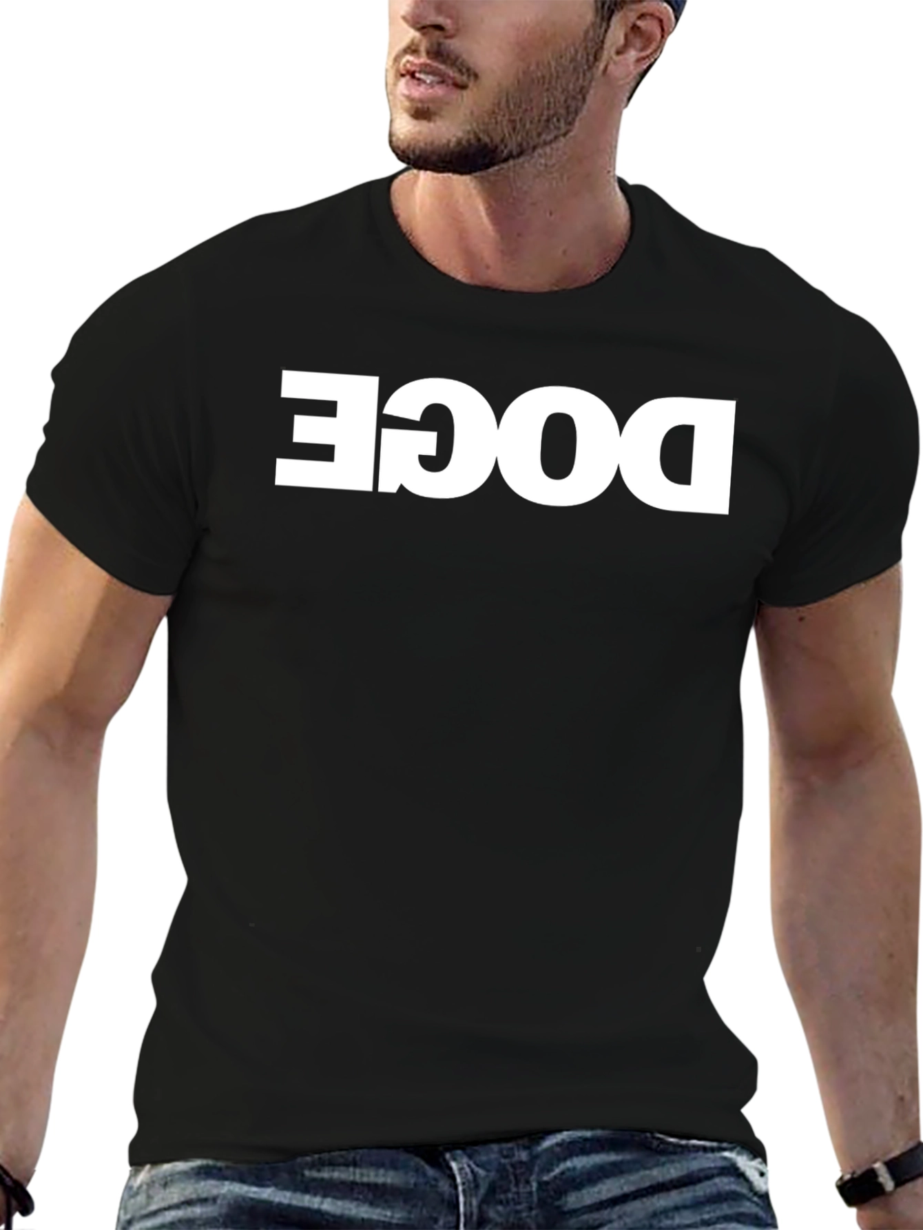 Doge Meme Reversible Print Black T-Shirt