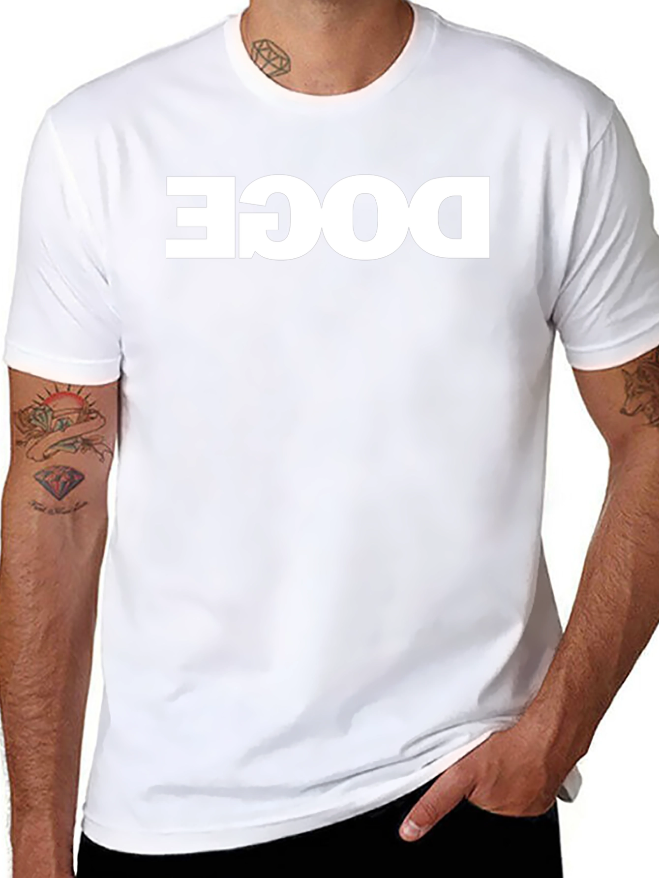 Doge Meme Reversible Print Black T-Shirt