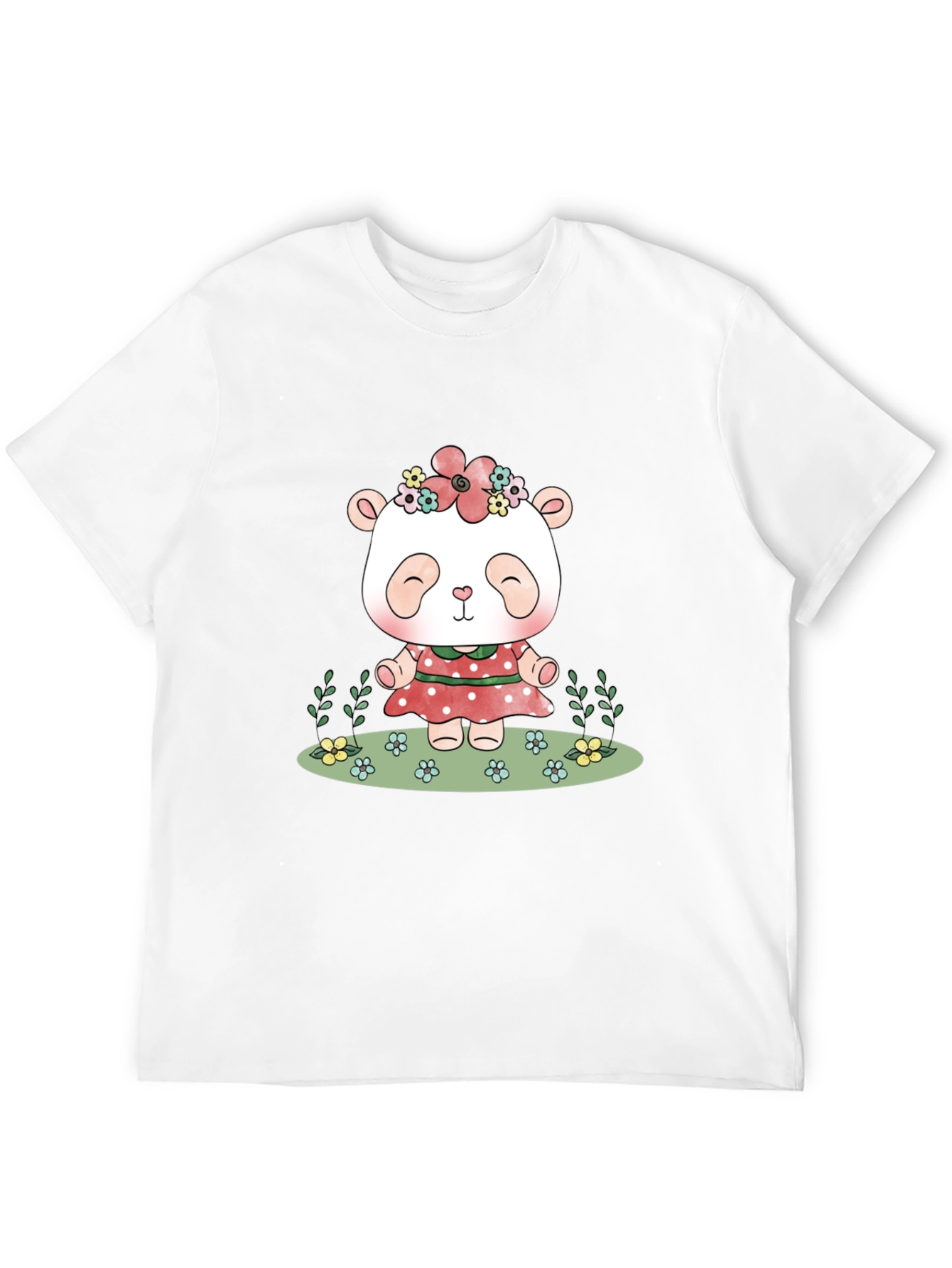 Cute Panda Bear Graphic Tee - Black Casual T-Shirt