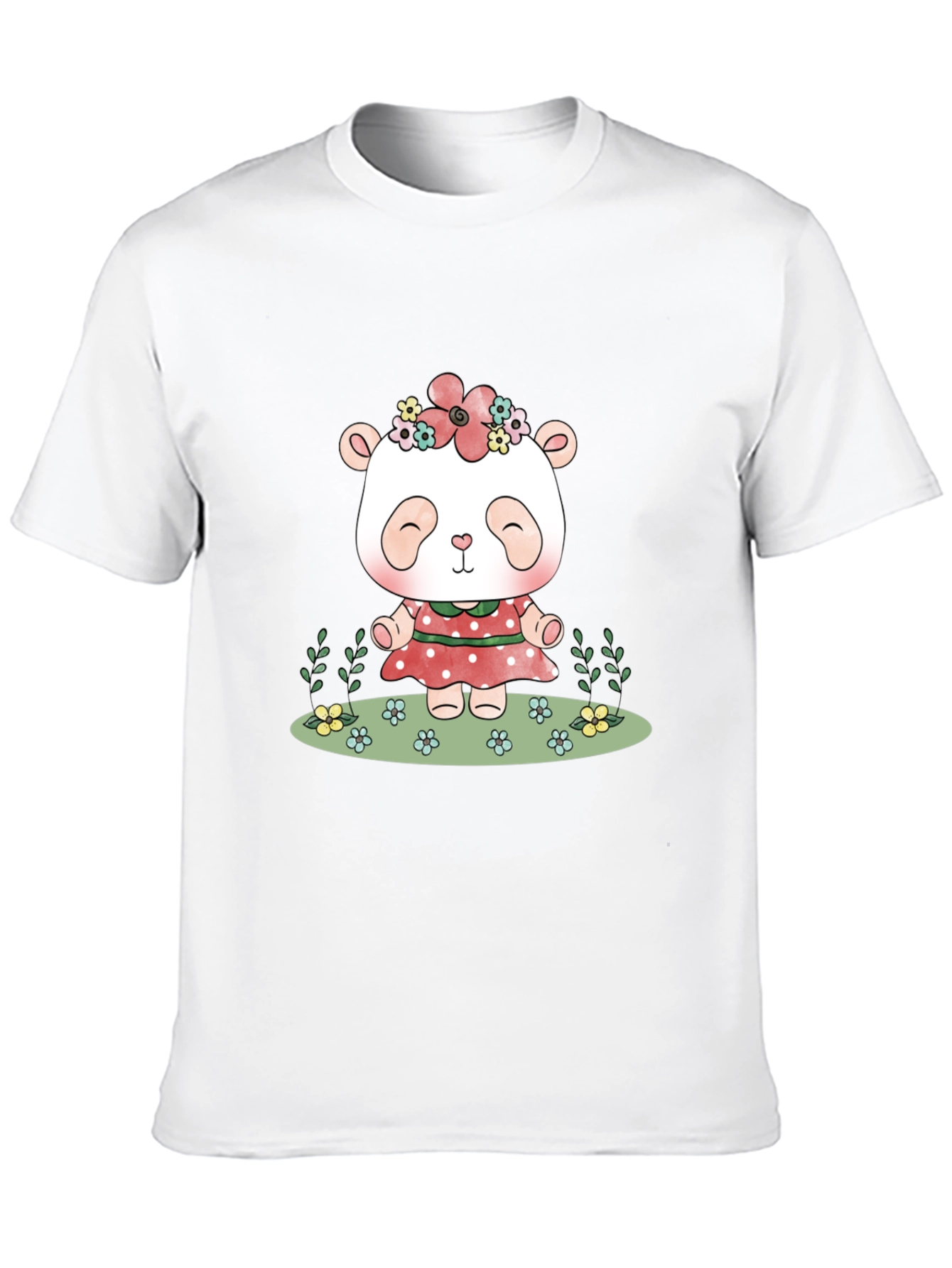 Cute Panda Bear Graphic Tee - Black Casual T-Shirt
