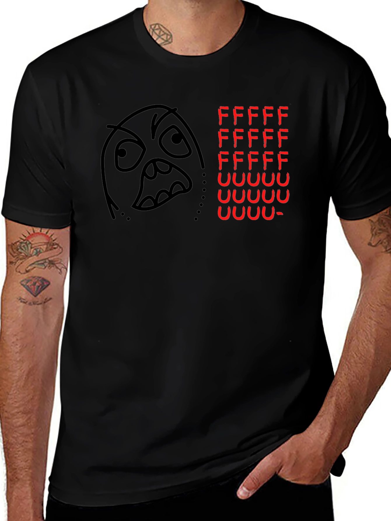 Rage Comic Black T-Shirt - FFFFFFFUUUUUU