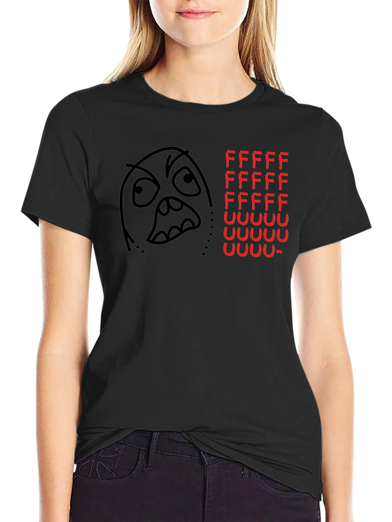 Rage Comic Black T-Shirt - FFFFFFFUUUUUU