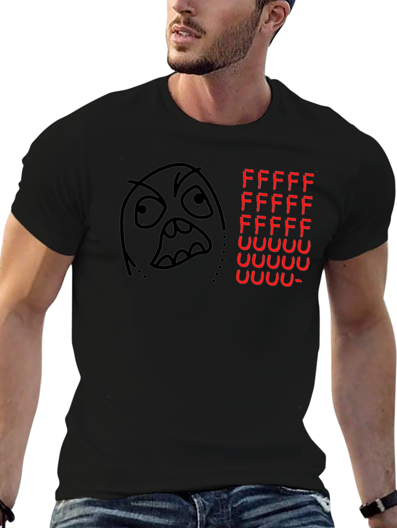 Rage Comic Black T-Shirt - FFFFFFFUUUUUU