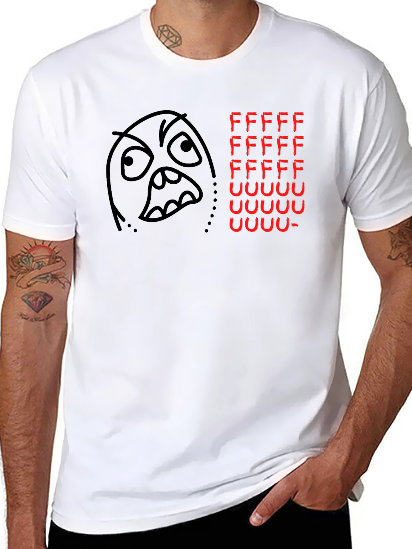 Rage Comic Black T-Shirt - FFFFFFFUUUUUU